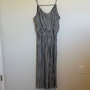 Xhilaration Black and White Striped Jumpsuit